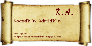 Kocsán Adrián névjegykártya